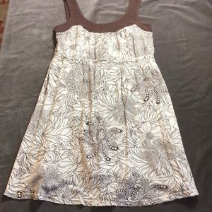 Ella Moss tank top brown straps and brown floral pattern on white Size small